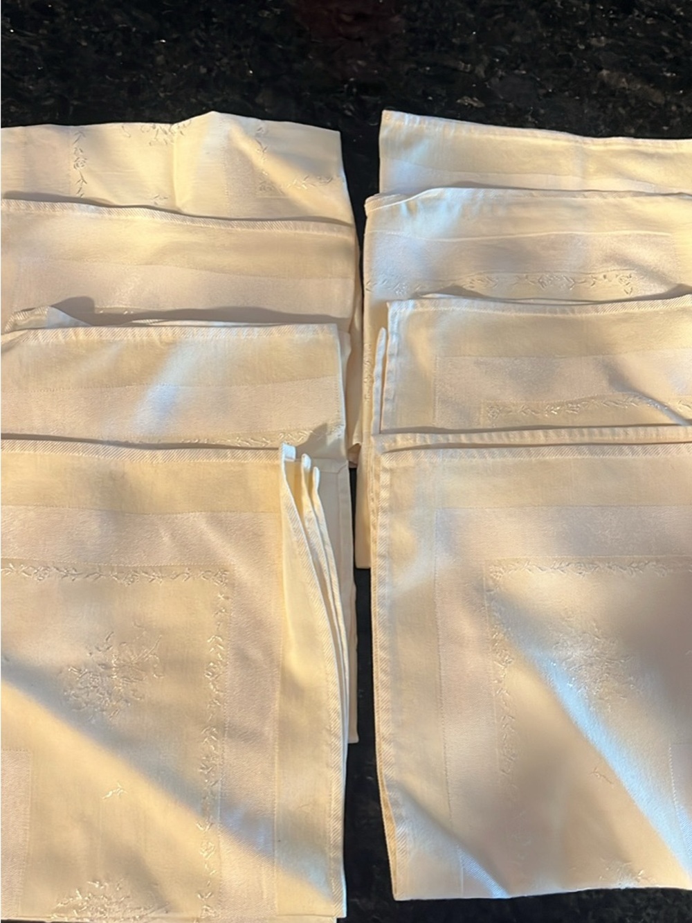 8 vintage light butter yellow cloth napkins